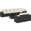 Image de vidaXL Ensemble de salon de jardin 9 pièces avec coussins noir poly rotin