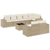 Image de vidaXL Ensemble de salon de jardin 9 pièces avec coussins beige Poly rotin