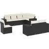 Image de vidaXL Ensemble de jardin canapé 8 pièces avec coussins noir poly rotin