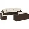 Image de vidaXL Ensemble de jardin canapé 8 pièces avec coussins Marron Poly rotin