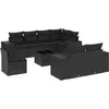 Image de vidaXL Ensemble de salon de jardin 9 pièces avec coussins noir poly rotin