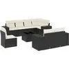 Image de vidaXL Ensemble de salon de jardin 9 pièces avec coussins noir poly rotin