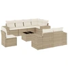 Image de vidaXL Ensemble de salon de jardin 9 pièces avec coussins beige Poly rotin