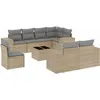Image de vidaXL Ensemble de salon de jardin 9 pièces avec coussins beige Poly rotin
