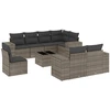 Image de vidaXL Ensemble de salon de jardin 9 pièces avec coussins Gris Poly rotin