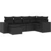Image de vidaXL Ensemble de salon de jardin 6 pièces avec coussins noir poly rotin