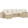 Image de vidaXL Ensemble de salon de jardin 6 pièces avec coussins Beige Poly Rattan