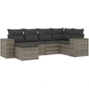 Image de vidaXL Ensemble de salon de jardin 6 pièces avec coussins Gris Poly rotin