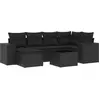 Image de vidaXL Ensemble de salon de jardin 7 pièces avec coussins noir poly rotin