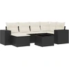 Image de vidaXL Ensemble de salon de jardin 7 pièces avec coussins noir poly rotin
