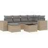 Image de vidaXL Ensemble de salon de jardin 7 pièces avec coussins Beige Poly Rattan
