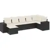 Image de vidaXL Ensemble de salon de jardin 7 pièces avec coussins noir poly rotin