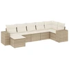 Image de vidaXL Ensemble de salon de jardin 7 pièces avec coussins Beige Poly Rattan