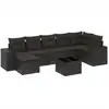 Image de vidaXL Ensemble de jardin canapé 8 pièces avec coussins noir poly rotin