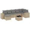Image de vidaXL Ensemble de jardin canapé 8 pièces avec coussins Beige Poly Rattan