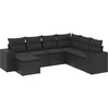 Image de vidaXL Ensemble de salon de jardin 7 pièces avec coussins noir poly rotin