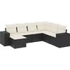 Image de vidaXL Ensemble de salon de jardin 7 pièces avec coussins noir poly rotin