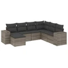 Image de vidaXL Ensemble de salon de jardin 7 pièces avec coussins Gris Poly rotin
