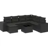 Image de vidaXL Ensemble de jardin canapé 8 pièces avec coussins noir poly rotin