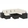 Image de vidaXL Ensemble de jardin canapé 8 pièces avec coussins noir poly rotin