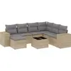 Image de vidaXL Ensemble de jardin canapé 8 pièces avec coussins Beige Poly Rattan