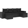 Image de vidaXL Ensemble de salon de jardin 6 pièces avec coussins noir poly rotin