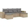 Image de vidaXL Ensemble de salon de jardin 6 pièces avec coussins Beige Poly Rattan