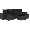 Image de vidaXL Ensemble de salon de jardin 7 pièces avec coussins noir poly rotin