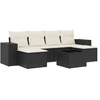 Image de vidaXL Ensemble de salon de jardin 7 pièces avec coussins noir poly rotin