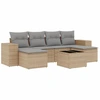 Image de vidaXL Ensemble de salon de jardin 7 pièces avec coussins Beige Poly Rattan