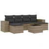 Image de vidaXL Ensemble de salon de jardin 7 pièces avec coussins Gris Poly rotin