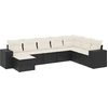 Image de vidaXL Ensemble de jardin canapé 8 pièces avec coussins noir poly rotin