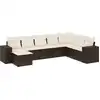 Image de vidaXL Ensemble de jardin canapé 8 pièces avec coussins Marron Poly rotin