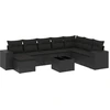Image de vidaXL Ensemble de salon de jardin 9 pièces avec coussins noir poly rotin