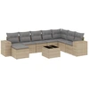 Image de vidaXL Ensemble de salon de jardin 9 pièces avec coussins beige Poly rotin