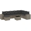 Image de vidaXL Ensemble de salon de jardin 9 pièces avec coussins Gris Poly rotin