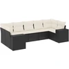 Image de vidaXL Ensemble de salon de jardin 7 pièces avec coussins noir poly rotin