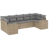 Image de vidaXL Ensemble de salon de jardin 7 pièces avec coussins Beige Poly Rattan