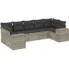 Image de vidaXL Ensemble de salon de jardin 7 pièces avec coussins gris clair Poly rotin