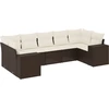 Image de vidaXL Ensemble de salon de jardin 7 pièces avec coussins Marron Poly rotin