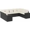 Image de vidaXL Ensemble de salon de jardin 9 pièces avec coussins noir poly rotin