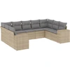 Image de vidaXL Ensemble de salon de jardin 9 pièces avec coussins beige Poly rotin
