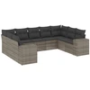 Image de vidaXL Ensemble de salon de jardin 9 pièces avec coussins Gris Poly rotin