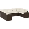 Image de vidaXL Ensemble de salon de jardin 9 pièces avec coussins Marron Poly Rattan