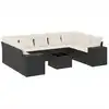 Image de vidaXL Ensemble de 10 canapés de jardin avec coussins noir poly rotin