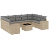 Image de vidaXL Ensemble de salon de jardin 10 pièces avec coussins Beige Poly Rattan