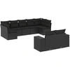 Image de vidaXL Ensemble de salon de jardin 9 pièces avec coussins noir poly rotin