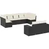 Image de vidaXL Ensemble de salon de jardin 9 pièces avec coussins noir poly rotin