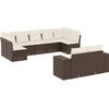 Image de vidaXL Ensemble de salon de jardin 9 pièces avec coussins Marron Poly Rattan
