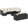 Image de vidaXL Ensemble de 10 canapés de jardin avec coussins noir poly rotin